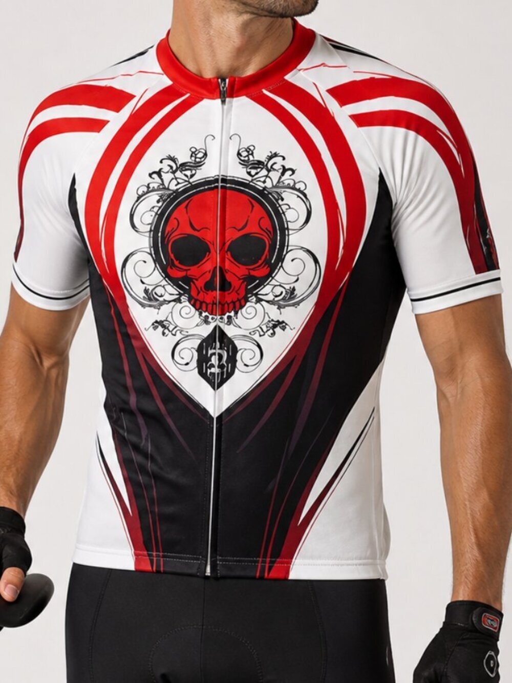 PRIMAL Short Sleeve Full Zip Cycling Jersey Shirt White Large